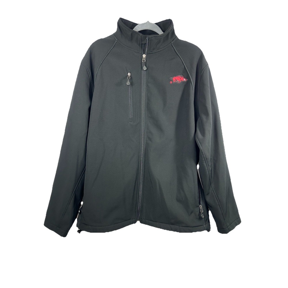 Arkansas Razorbacks Softshell Jacket Mens XL Crable Full Zip Fleece Lined‎ Black